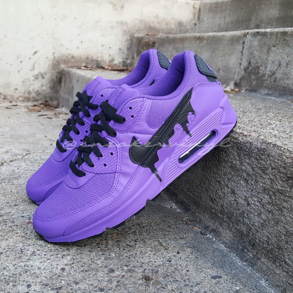Nike Air Max 90 Purple GRAPE Black Drip Custom NWT - Picture 6 of 8